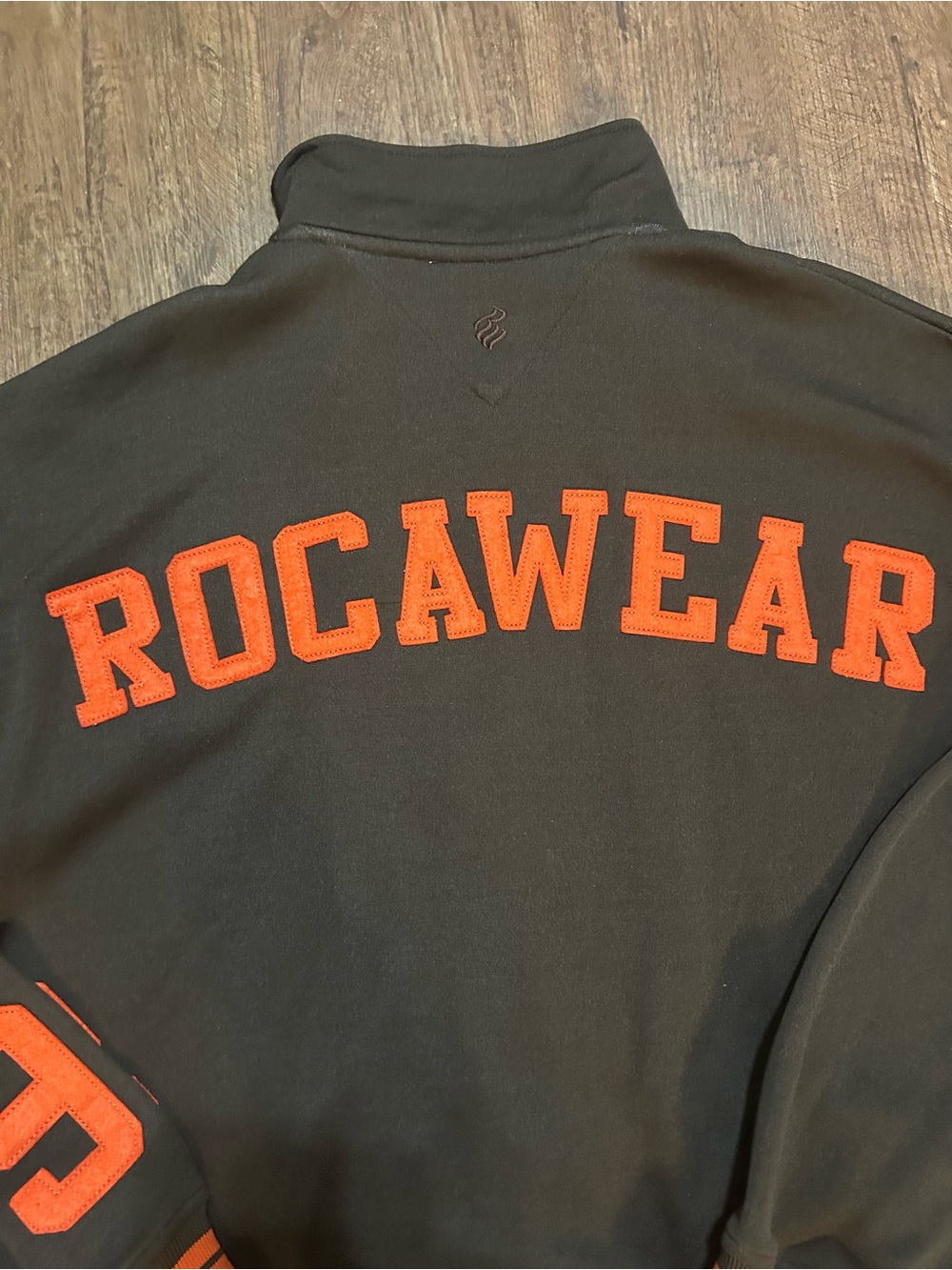 Rocawear Mens 3XL Brown Orange Track Jacket Y2K Hip Hop Full Zip 9 Logo - Picture 3 of 6